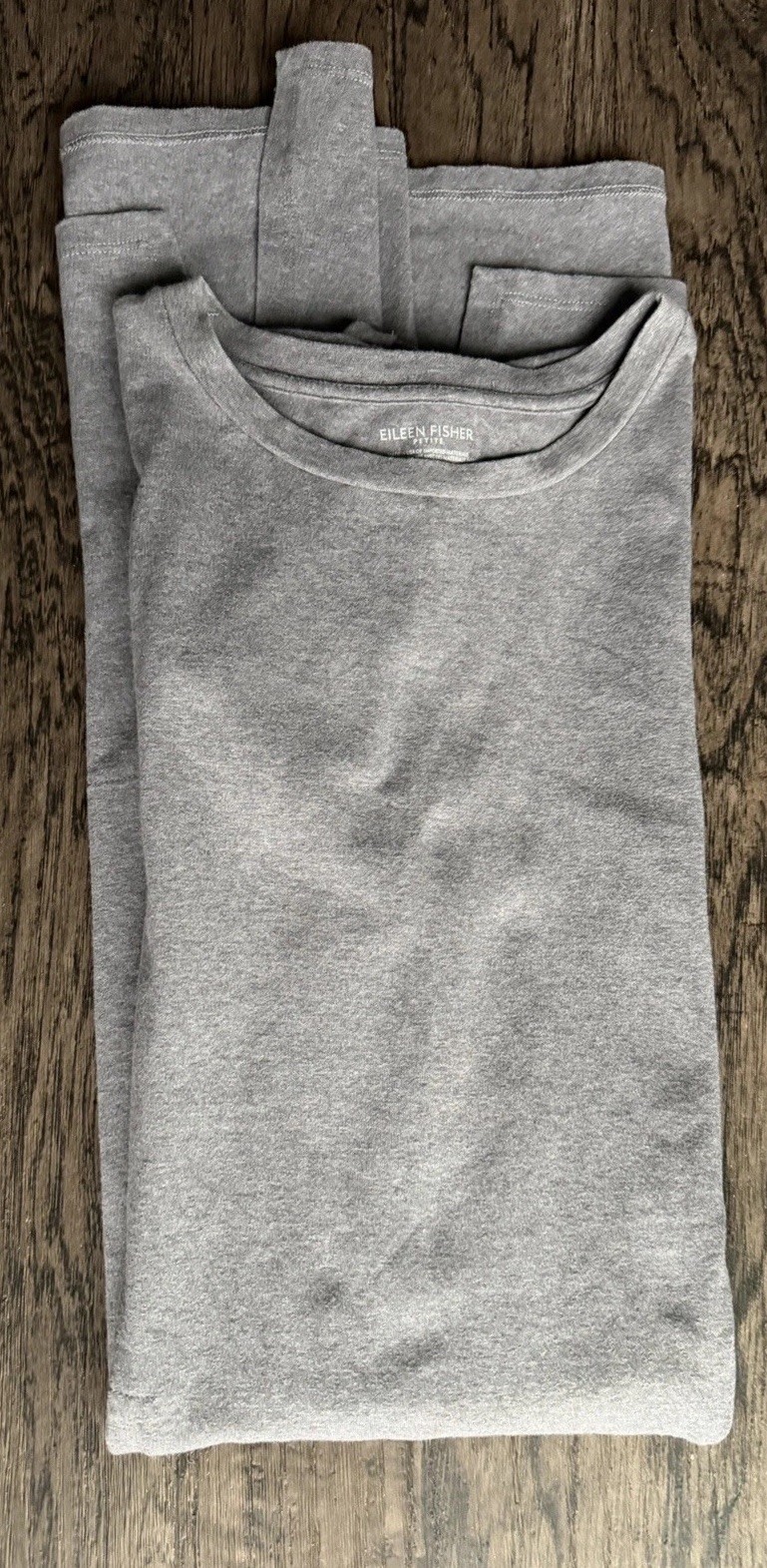 Eileen Fisher Petite Grey Organic Cotton Short Sleeve T-Shirt Shift Dress | PM