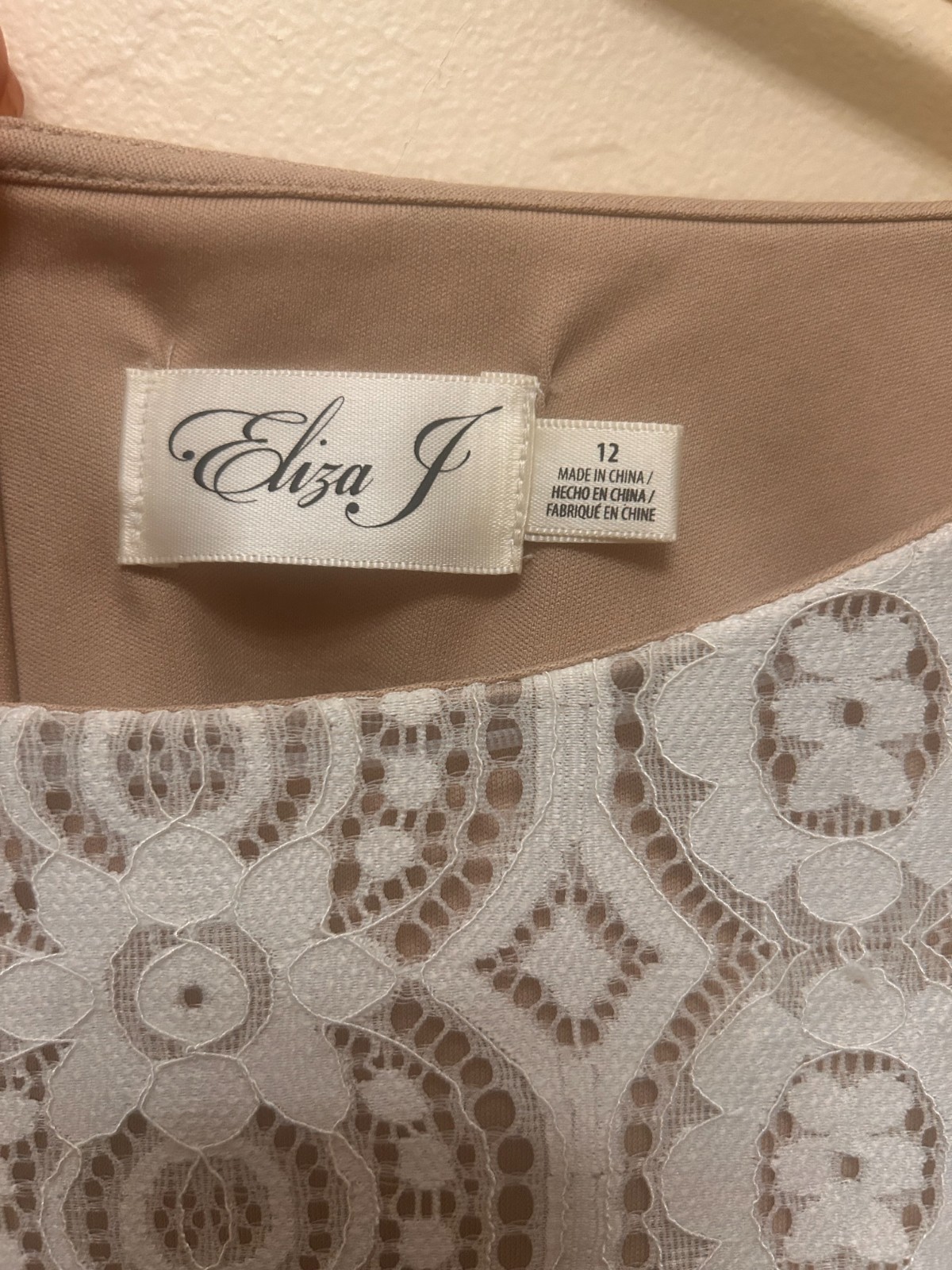 NWOT Eliza J lacy sheath dress, size 12, short bell sleeves, knee lenght