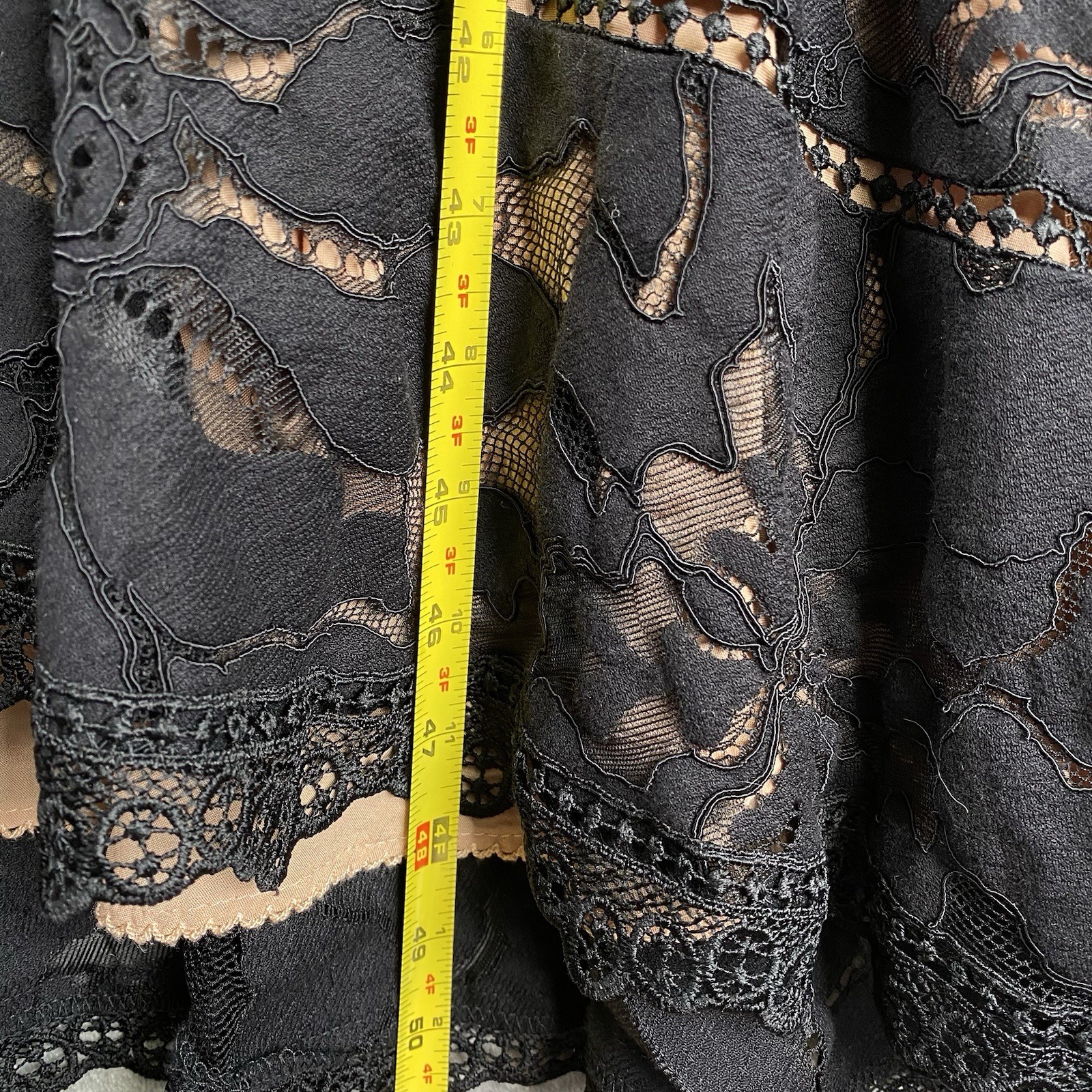 Anthropologie Dress Womens Sz 6 Black Slim Lace Maxi Floral Cocktail Evening