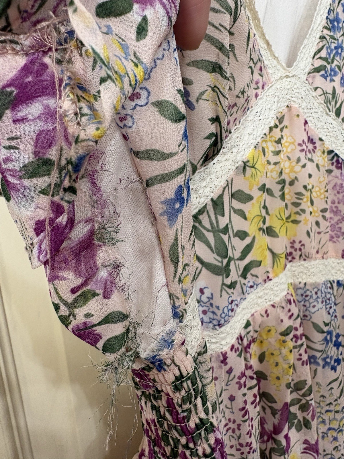 Women’s Multicolor Floral In Loom Dress Size Medium Defective See Pic Upcycle