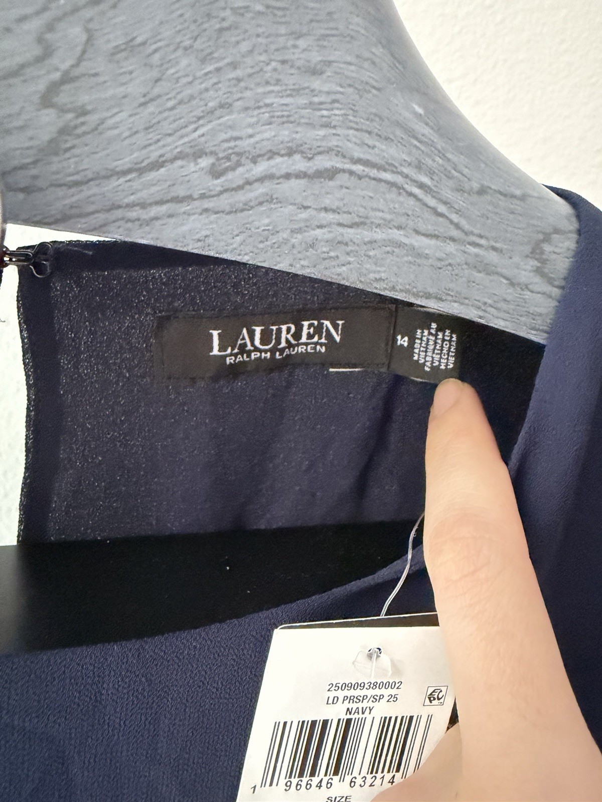 Lauren Ralph Lauren Women’s Navy Crinkle Georgette Shift Dress Size 14