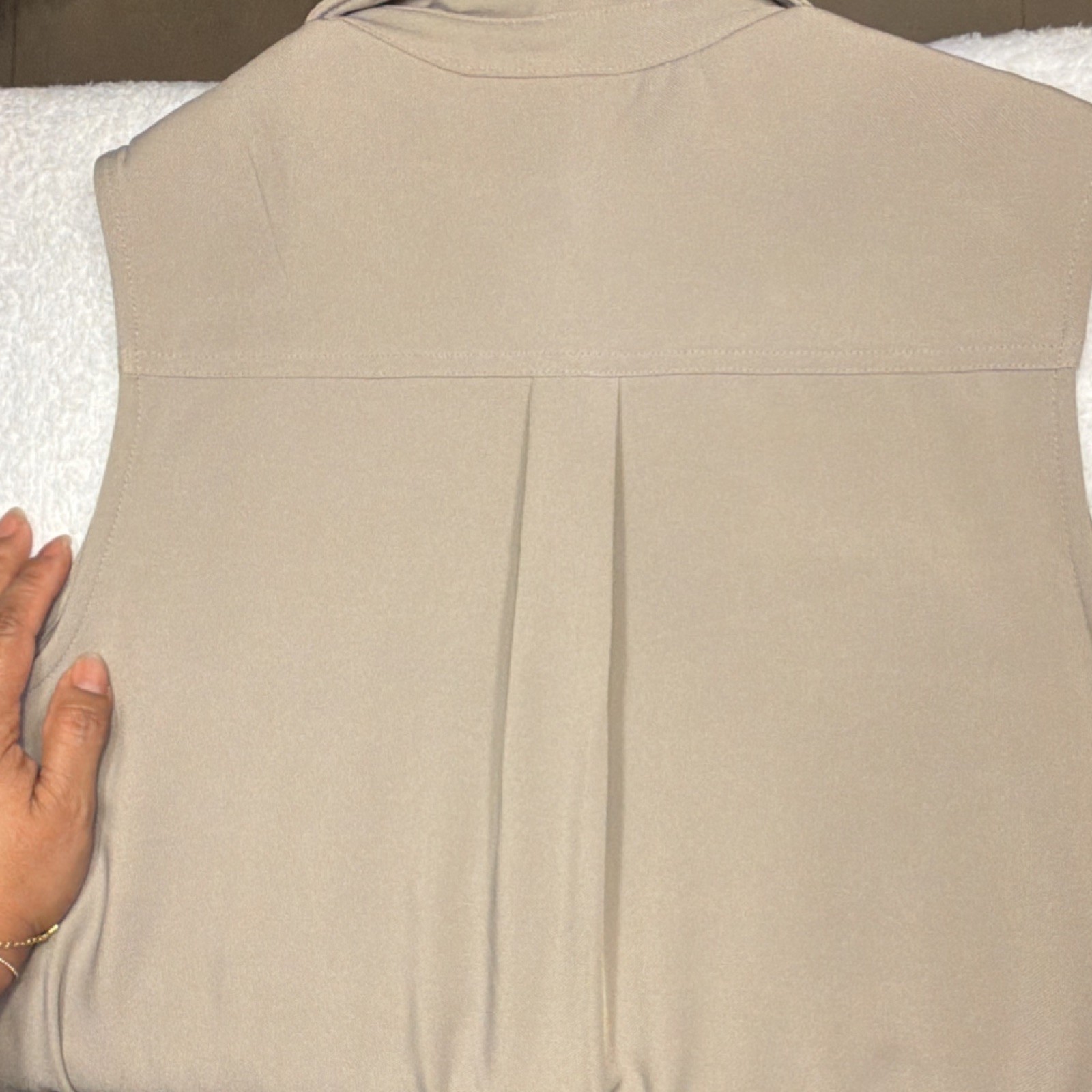 Prologue Beige Twill Belted Shirt Dress Collared Button Pockets Women’s Size S