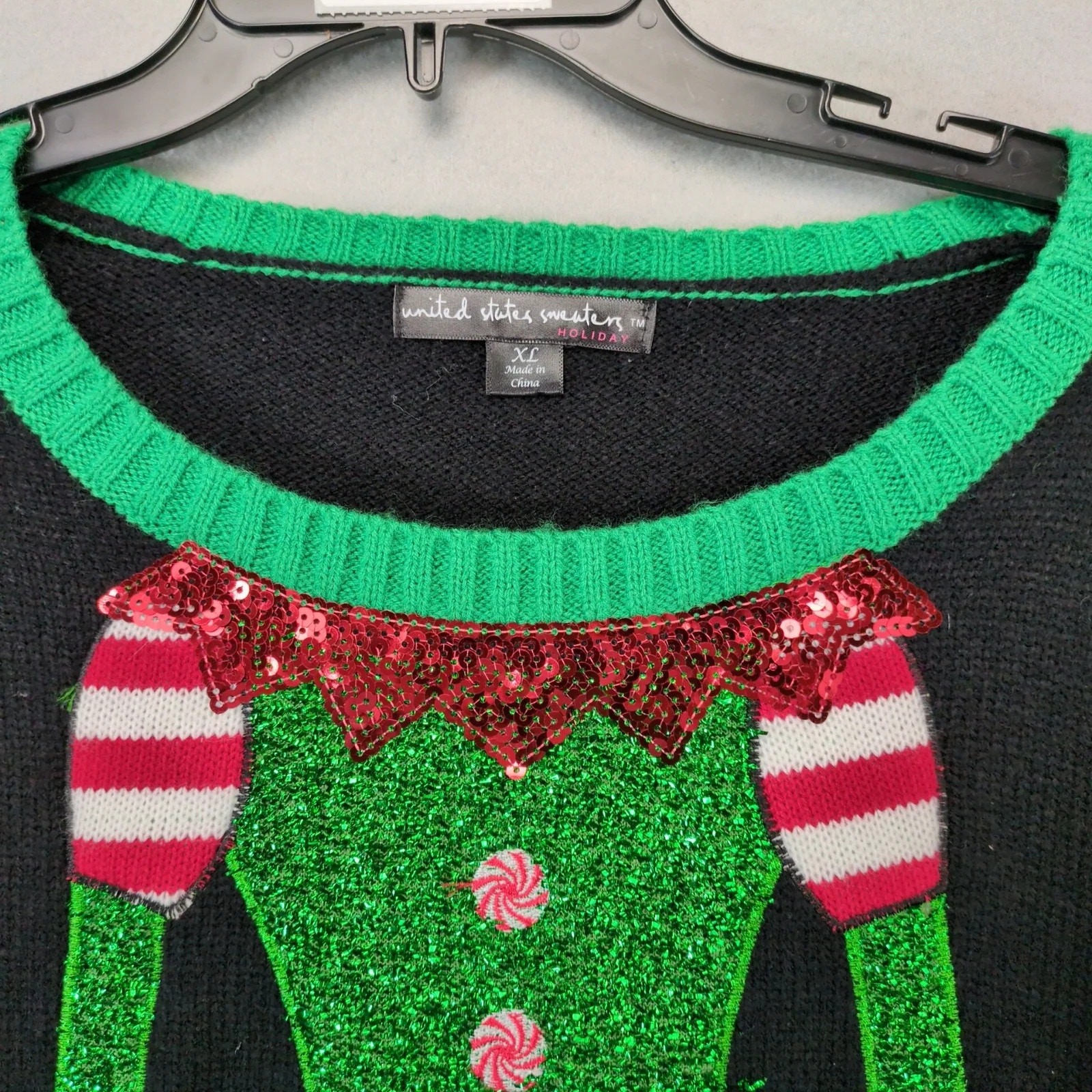 United States Sweaters Knit Holiday Christmas Elf Sweater Dress Sz XL Party Ugly
