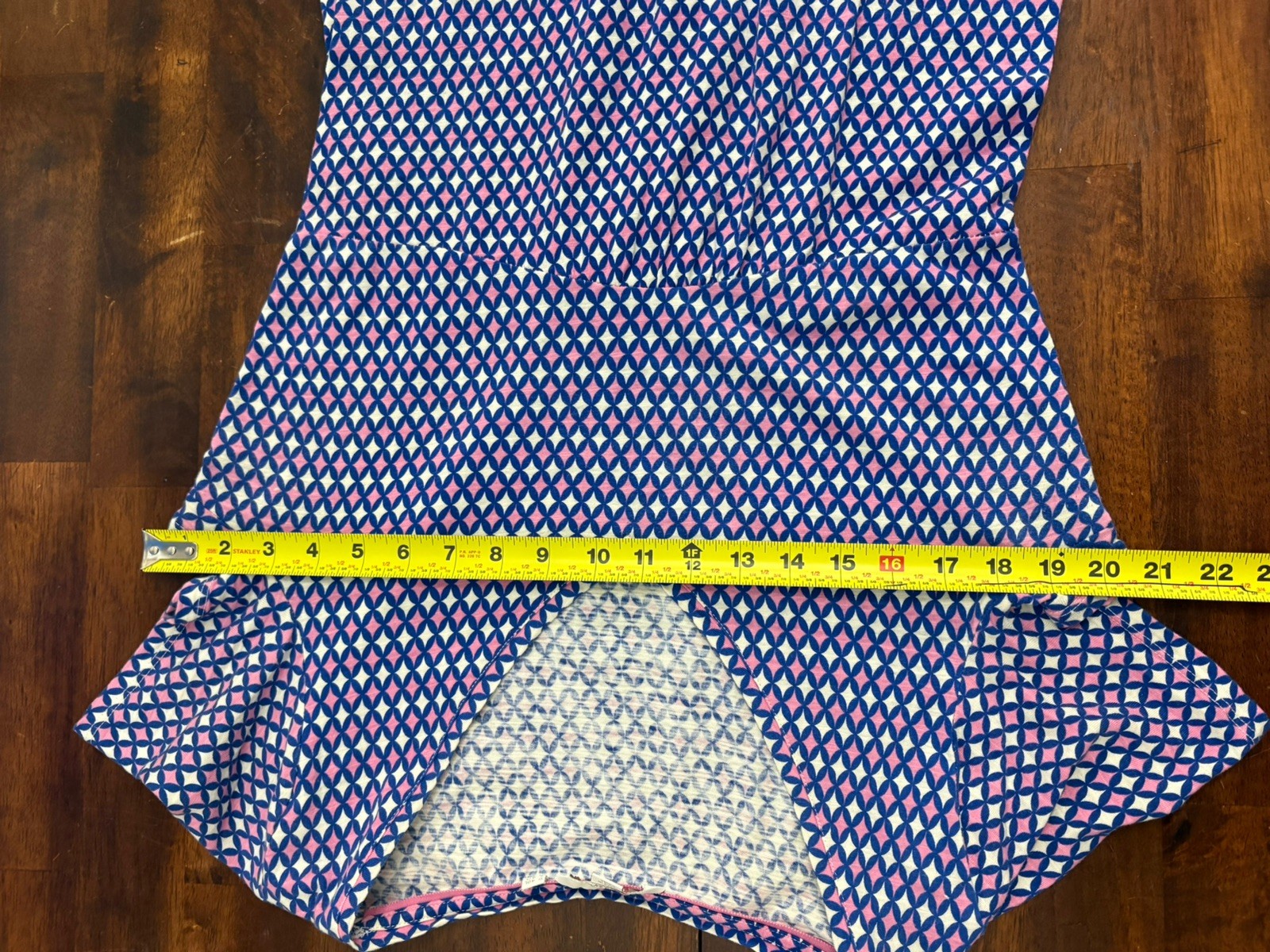 Boden Short Sleeve Melissa Jersey Dress Women 10L Blue Pink V Neck Cotton Ruffle