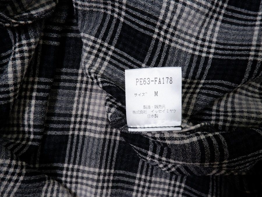 ISSEY MIYAKE Issey Miyake PERMANENTE Summer Wool Check Stand Collar Maxi Shirt D