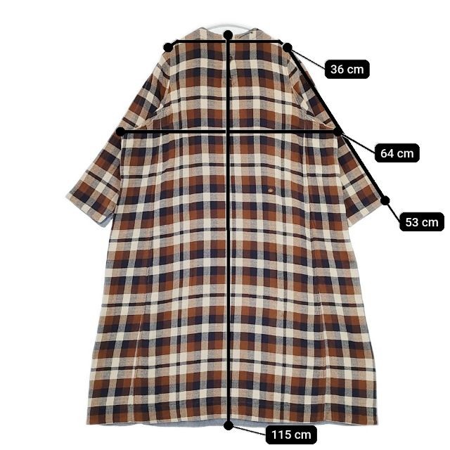 45R/45rpm Indian double-woven flannel A-dress in cotton Brown navy 6-0125T∞