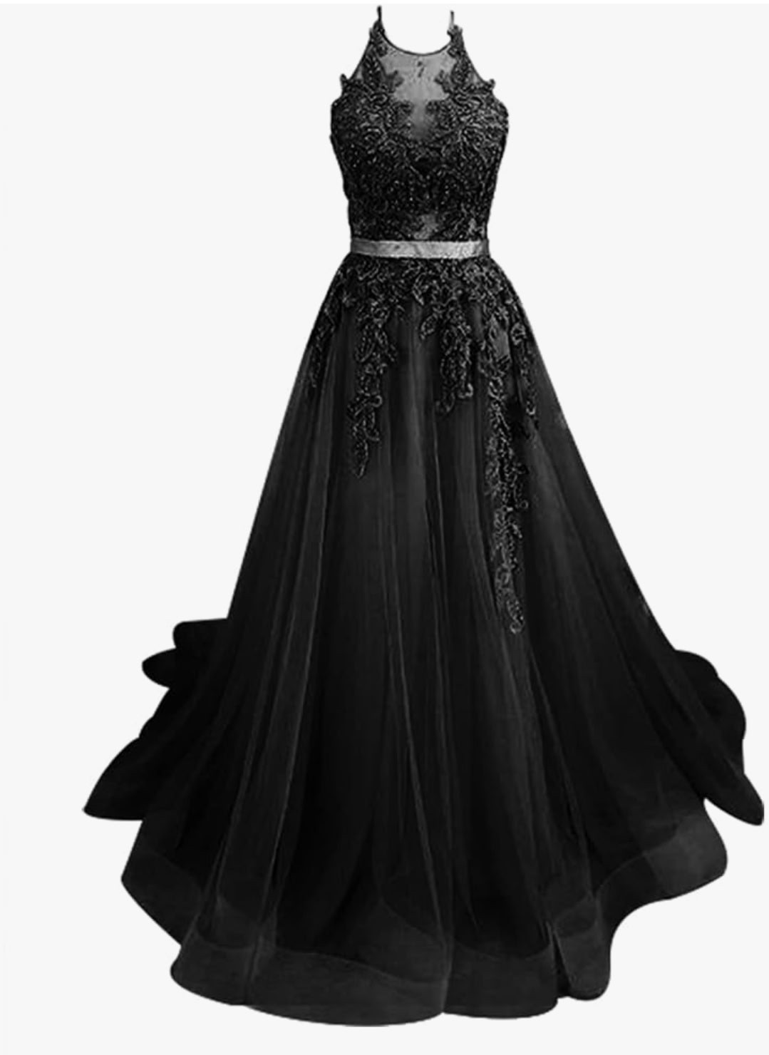 Jaeden Prom Dress L/XL Halter A line Floor Length Corset Tulle NWT Formal Black