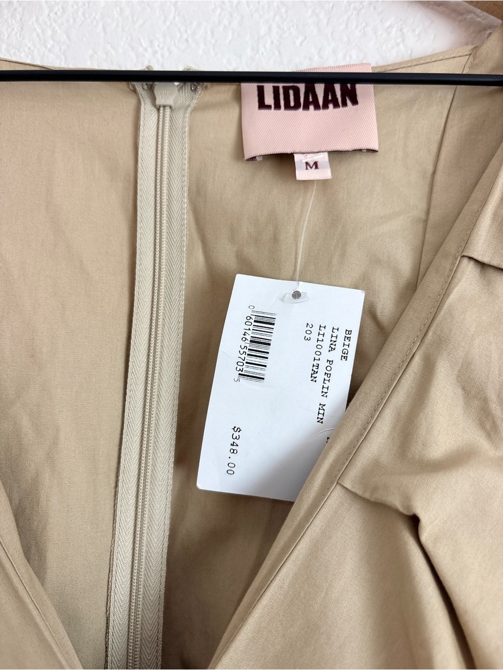 Lidaan Lina Ruffle Poplin Mini Dress in Beige
