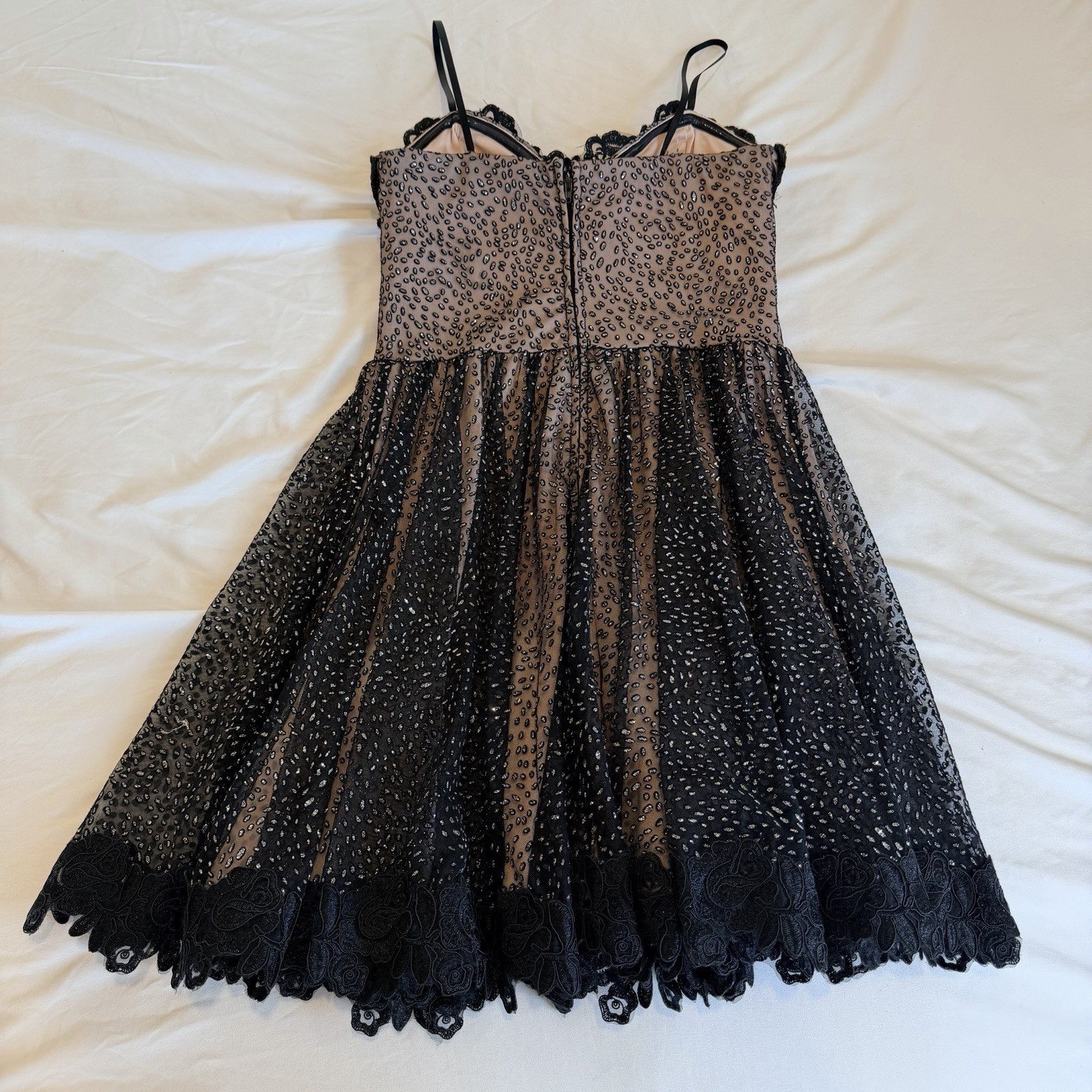 City Triangles Black Lace and Sequins Fit-and-Flare Dress Size Junior 9