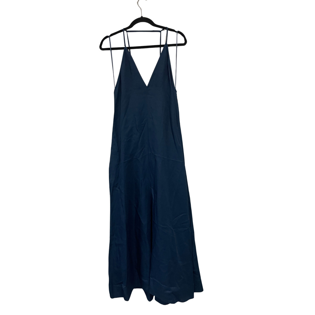 Massimo Dutti Womens Dress EU 38 US 6 Blue Midi Flowing Vneck 6697/595 NWT
