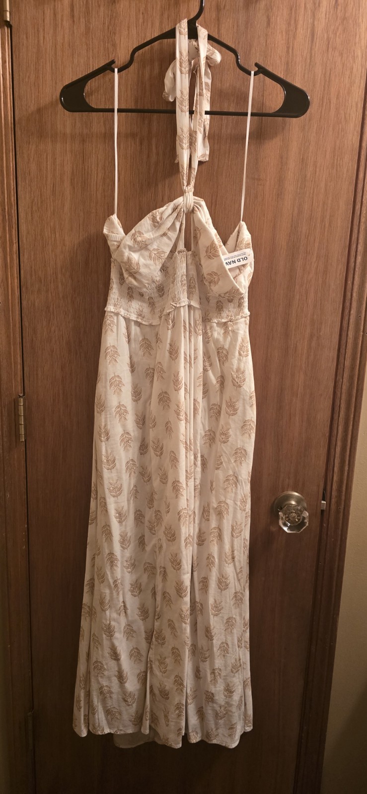 Old Navy Women’s Cream/Brown Floral Maxi Dress L Halter