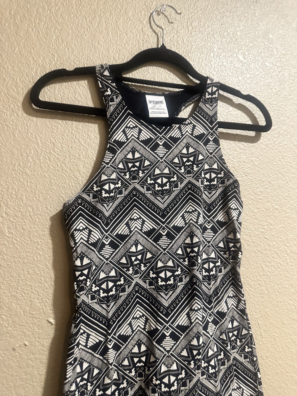 PINK Victoria’s Secret Black White Gray Geometric Mini Shift Dress Scoop XS