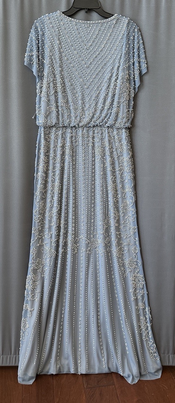 Xscape Pearl/silver Beads, Elastic Waist Blouson Gown, Pull On,Sz 10, New