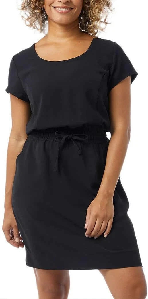 NWT 32 DEGREES COOL 1748960 BLACK ELASTIC WAIST TWILL DRESS SZ S #J700
