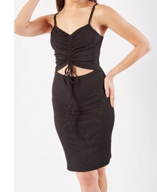 Cut Out Front Ribbed DressBlack/UK 8-10 (S-M)/EU 36-38 (S-M)/US 4-6 (S-M)