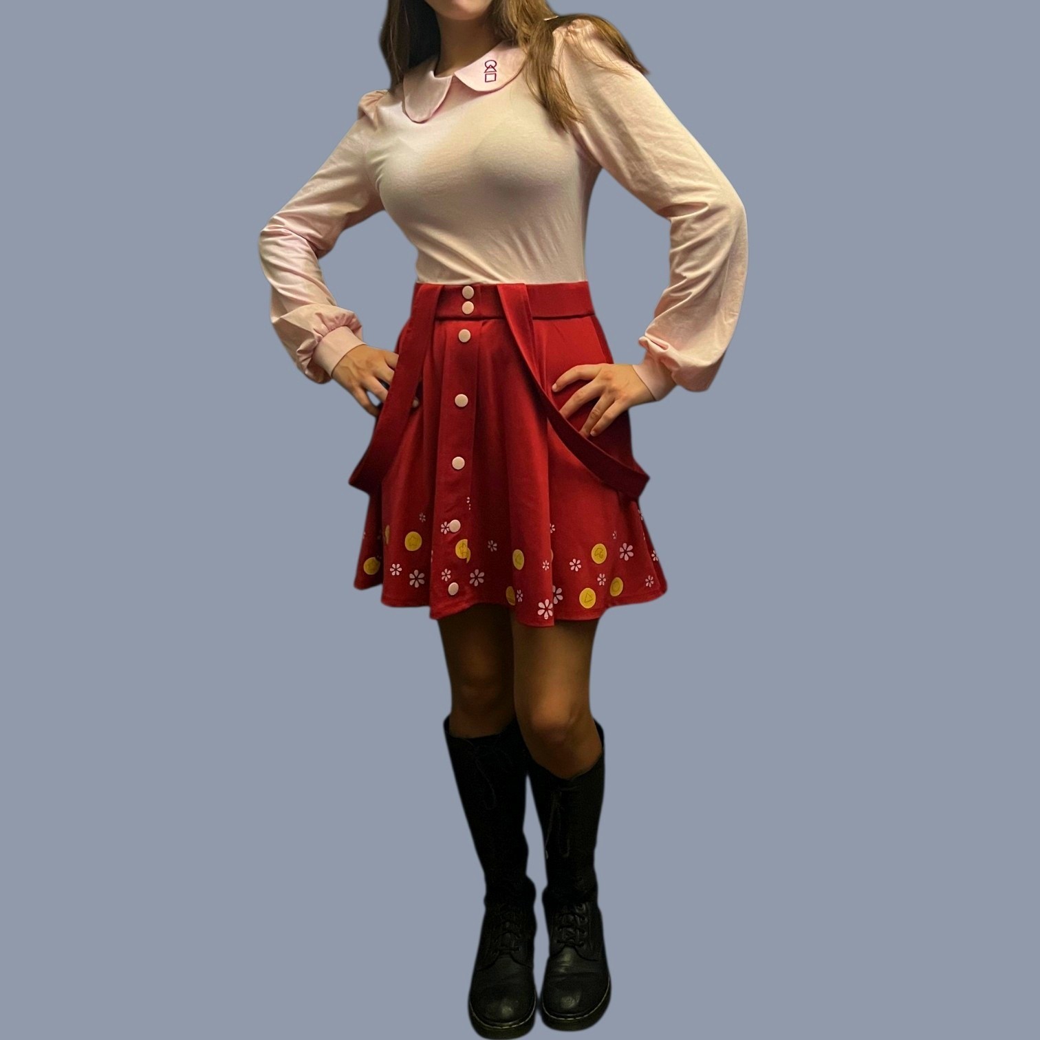 Squid Game Young-Hee Pink And Red Peter Pan Collar Twofer Dress Size Small