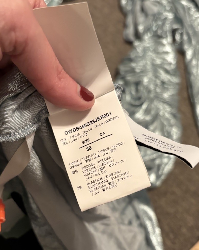 Off-White Virgil Abloh Size 38 (Medium) Metallic Draped Cut Out Dress NWT