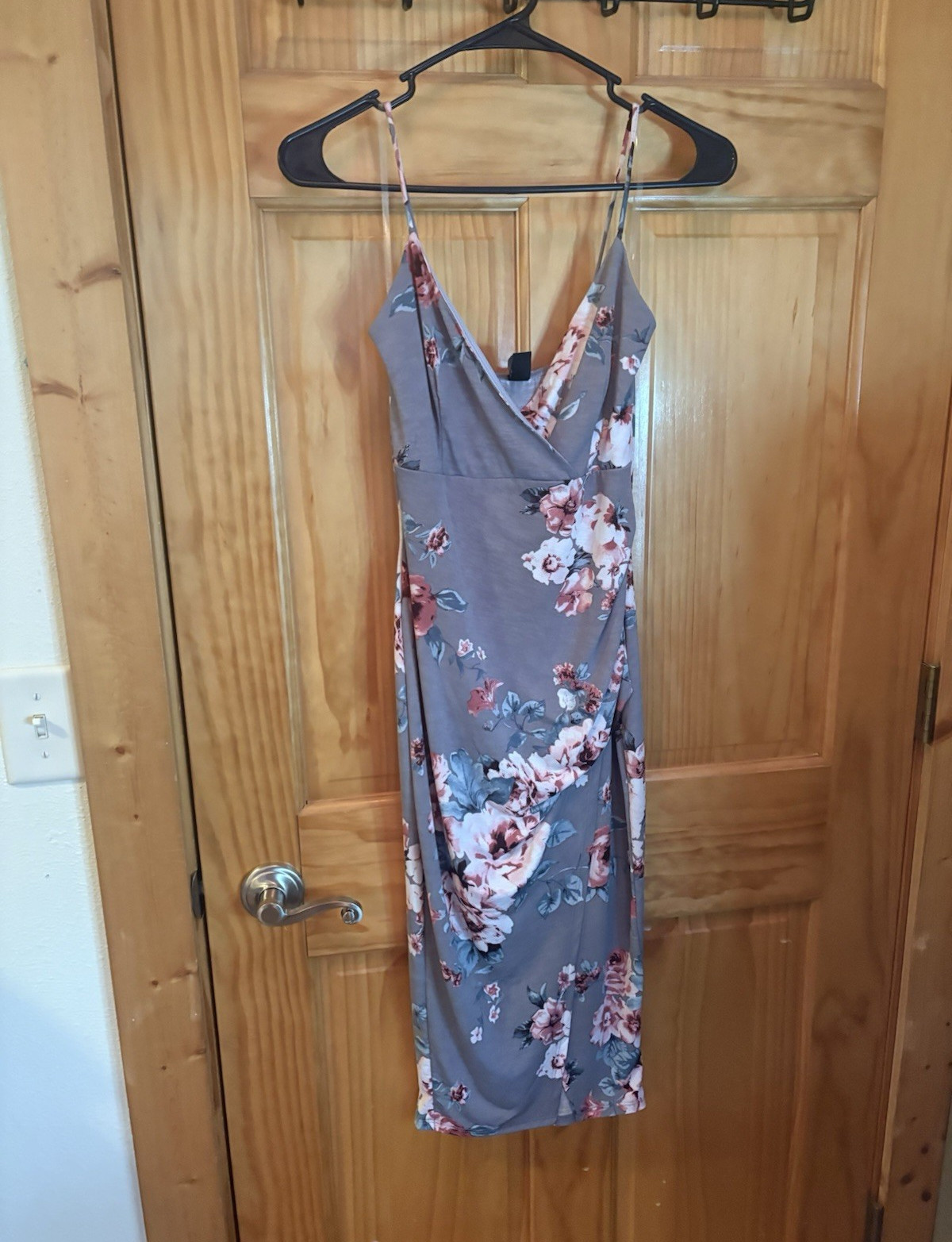 Windsor Gray Pink Floral V-Neck Strappy Slip Maxi Dress, Women’s Size S
