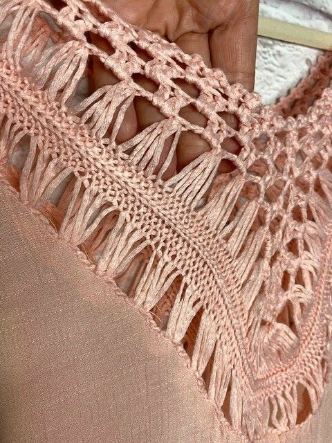 Large/XL/1X/2X New Soft Peach Gauze Crocheted Lace Beach Cover-Up Top Dress 50$