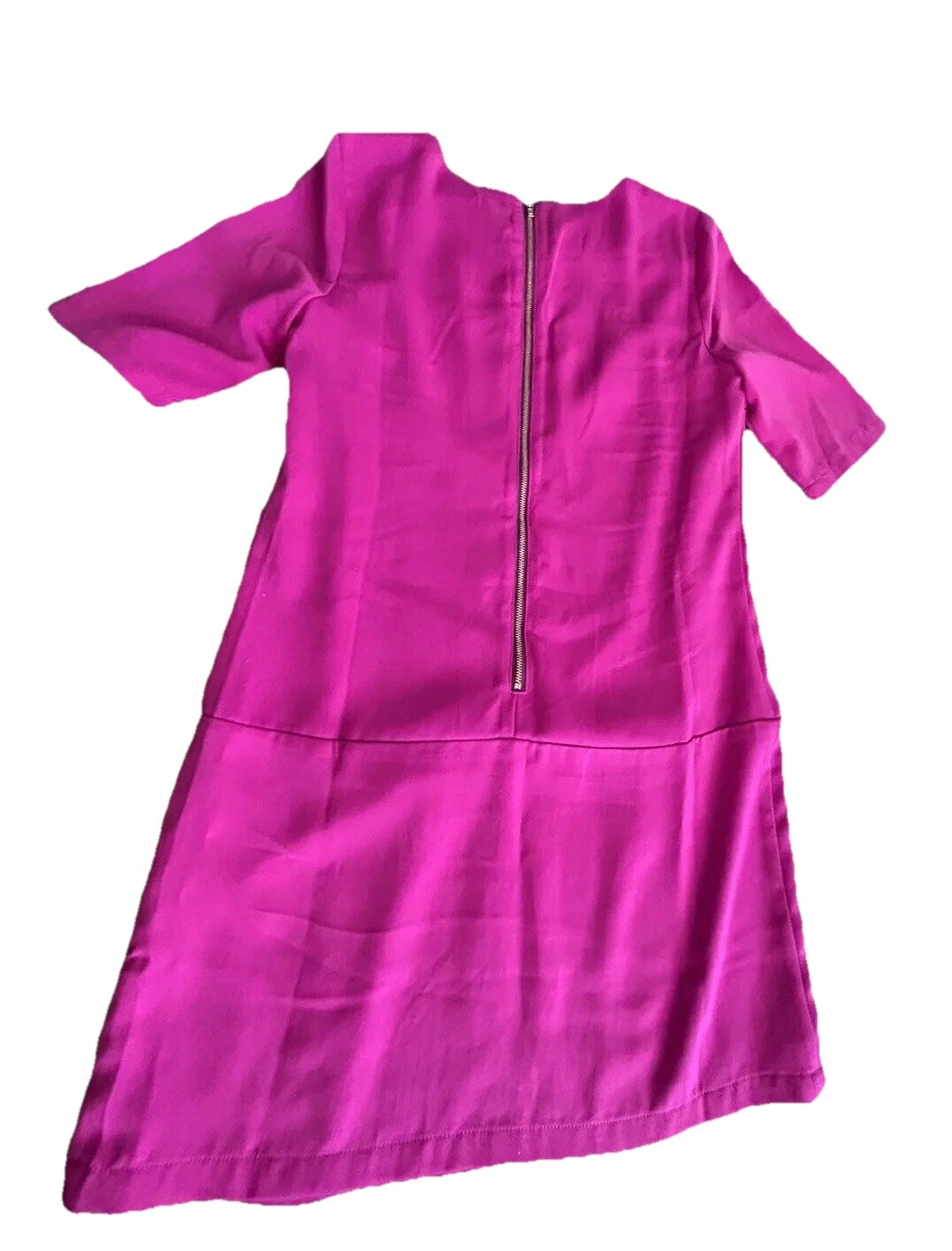 Pink Dress Small Short Sleeve Loose Fit Gold Back Zip Comfy S