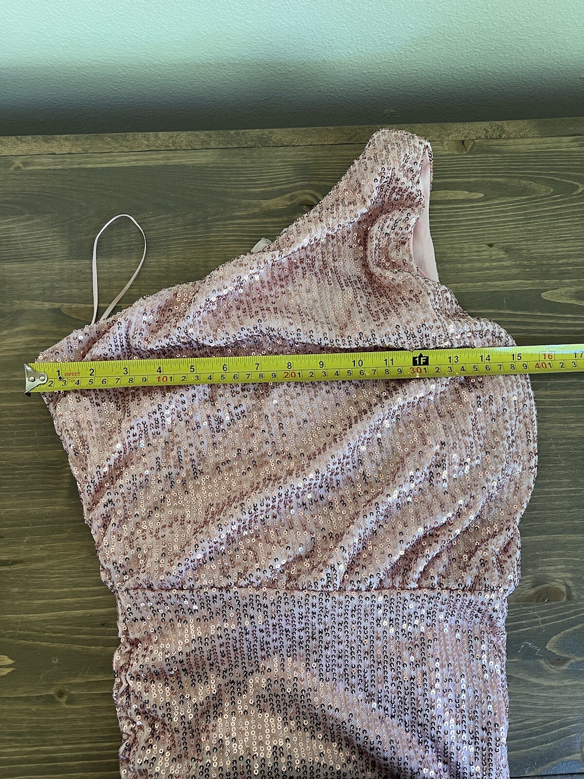 Love x Design Womens Juniors Medium Pink Rose Gold Sequin One Shoulder Dress