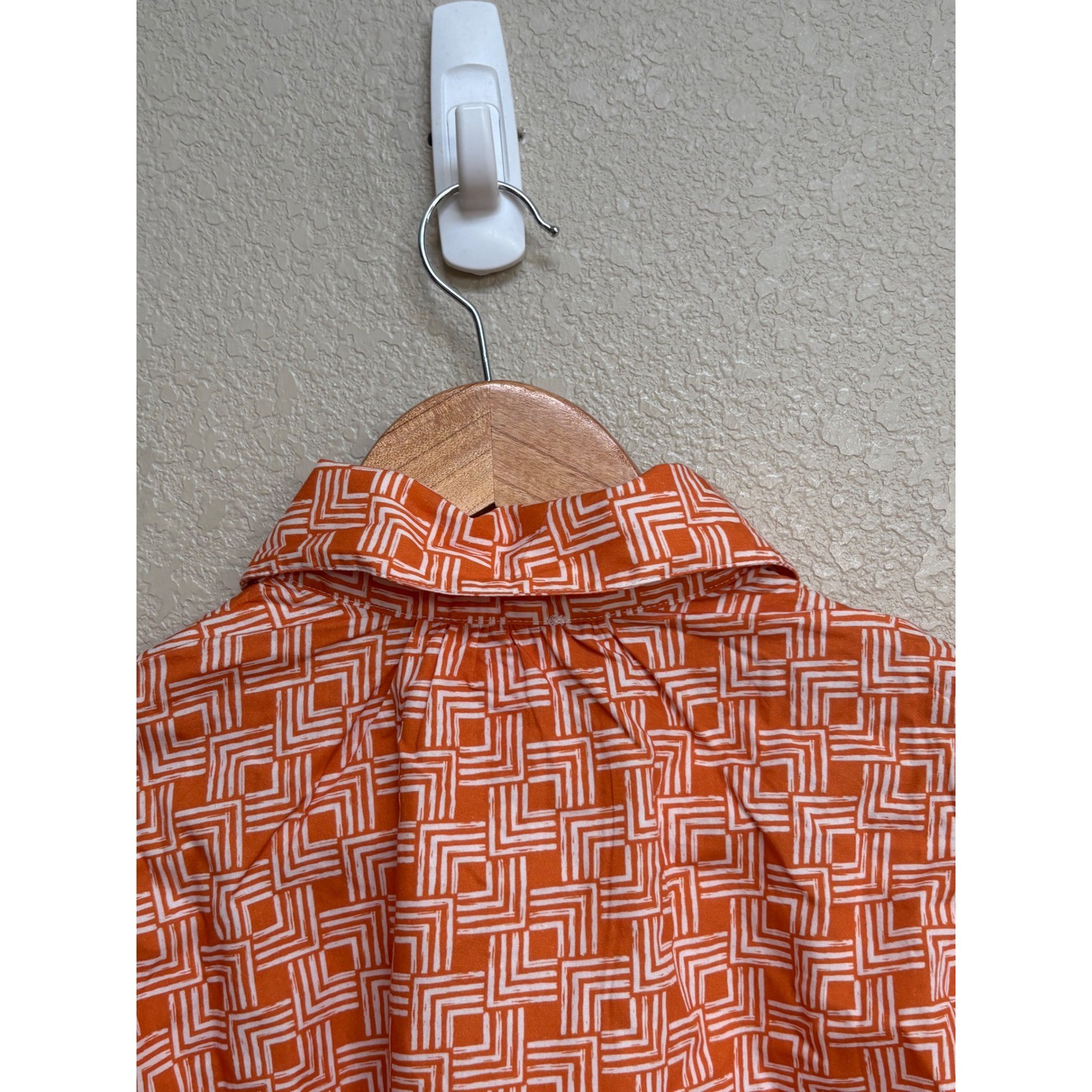 NWT Never A Wallflower Orange Geo Print Cotton Mini Shirt Dress Small