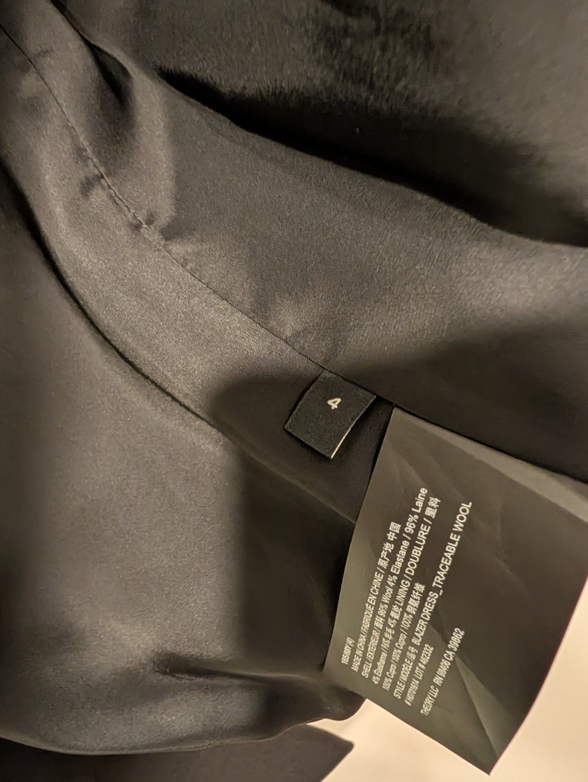 Theory Black Blazer Dress Size 4 NWT