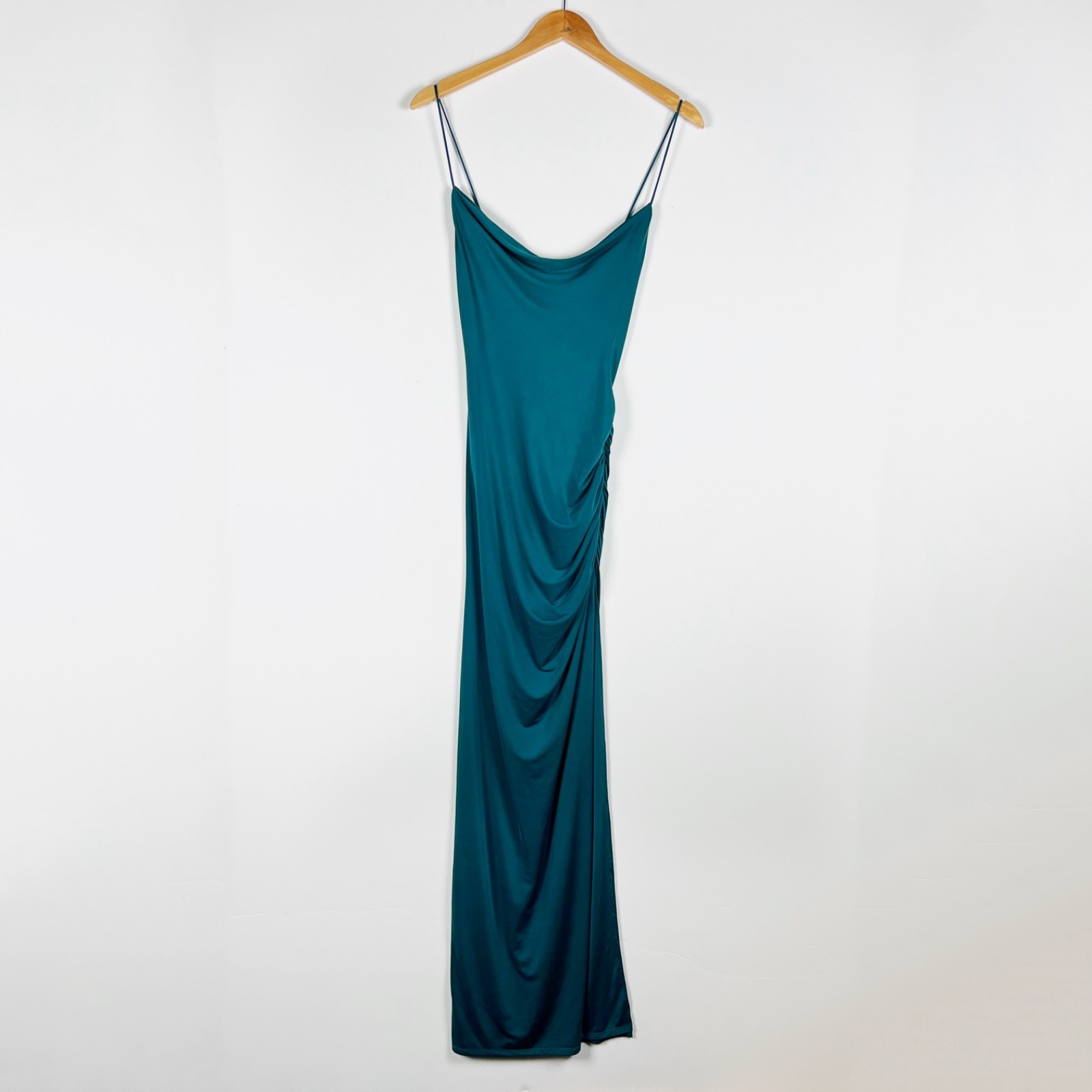 NEW Lovers + Friends Odessa Jersey Knit Stretch Ruched Cowl Neck Maxi Dress XXS