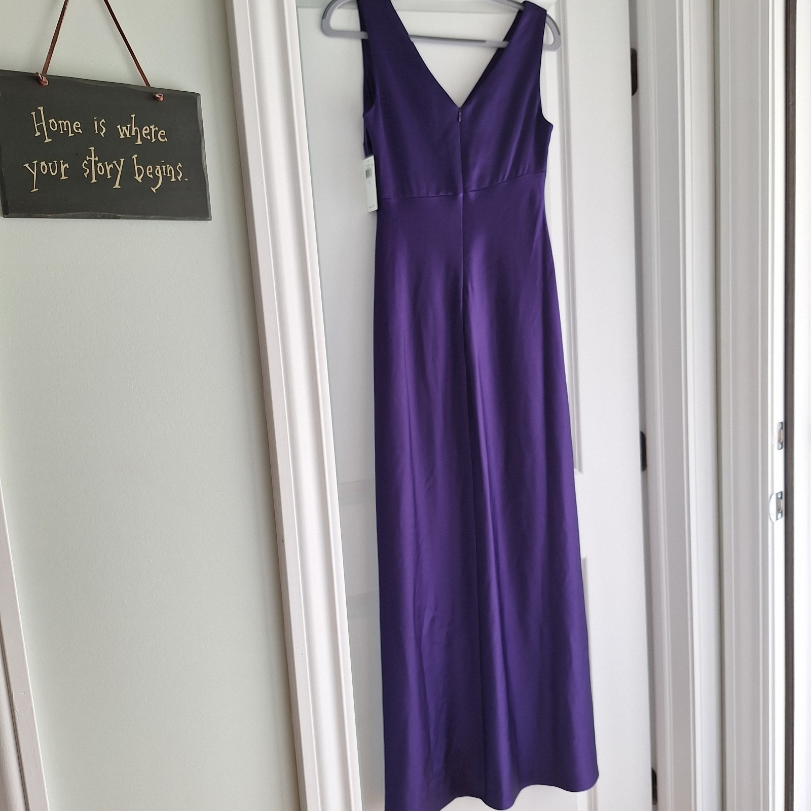 NWT Ralph Lauren Purple Satin Gown Dress Womens Size 4 Maxi Plum Formal Evening