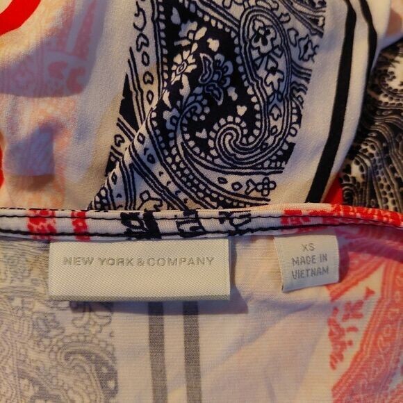 New York & Co Womens Paisley Stripe Ruffled Dress sz XS