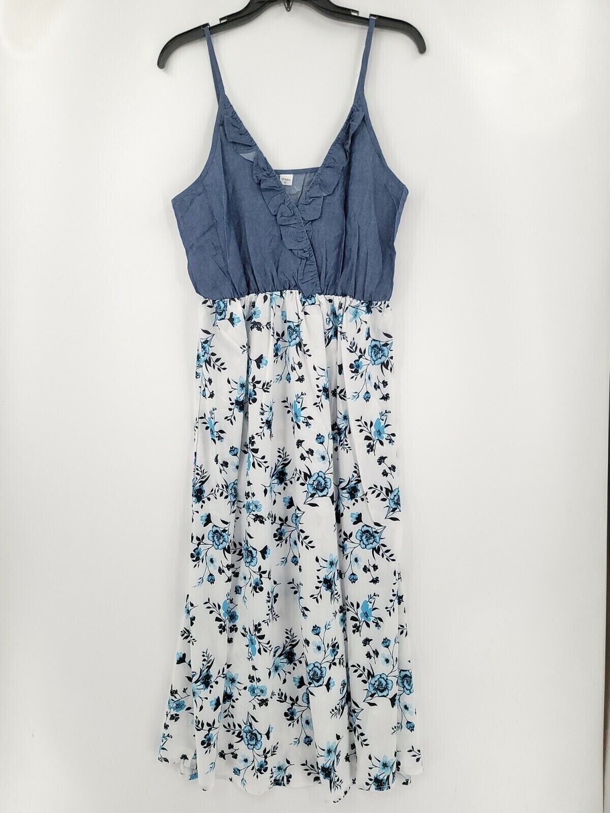 NWOT Womens Size Medium Multicolor Spaghetti Strap Floral V Neck Dress