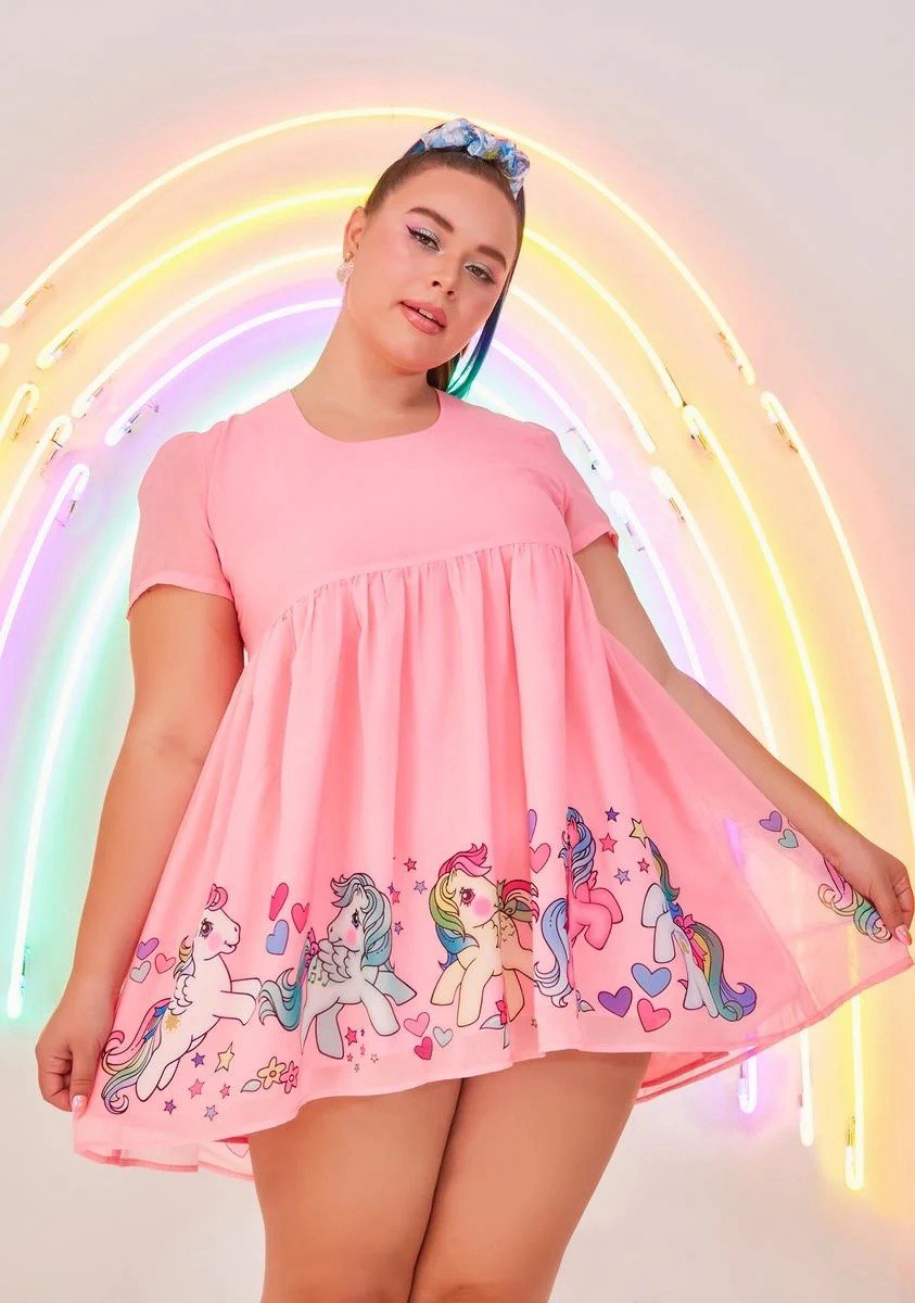 DOLLSKILL My Little Pony Sugar Rush Chiffon Babydoll Dress-1X New With Tags