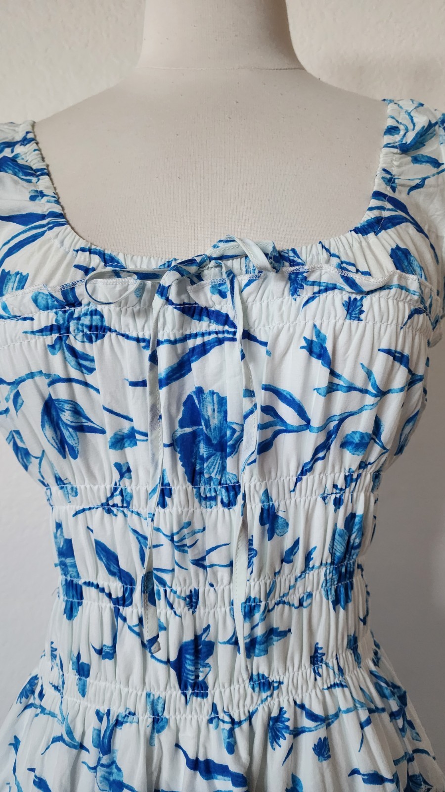 New Anthro Midi Dress Size Small XS White Floral Toile Wedding Coquette Europe