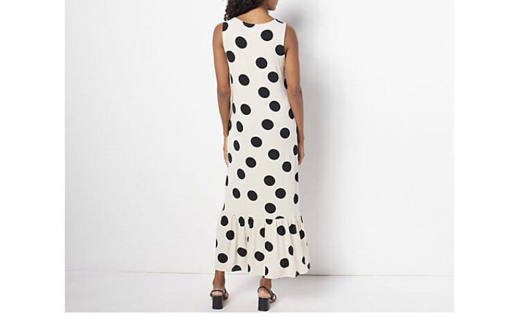 Truth + Style Regular Knit Printed Ruffle Midi Dress A491904 Tan/Black Plus 2X