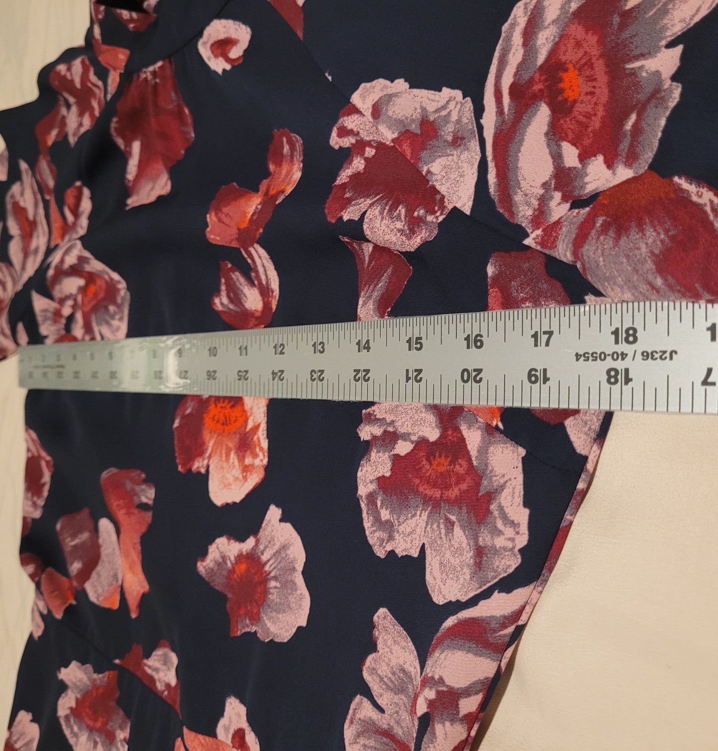 Banana Republic Navy Red Floral Mock Neck Long Sleeve Fit & Flare Dress Sz 2