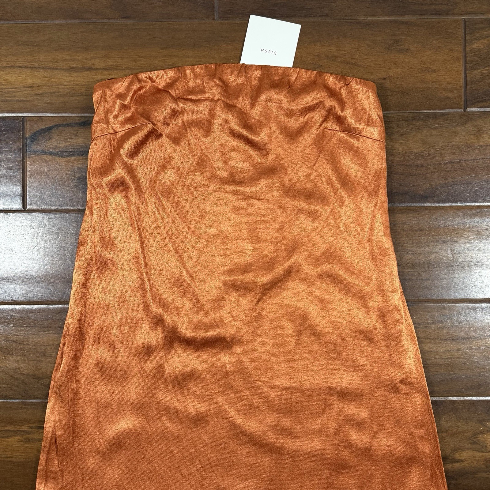 Dissh Women’s Size AU 10 / US 6 Orange Mia Strapless Satin Maxi Dress Side Slit