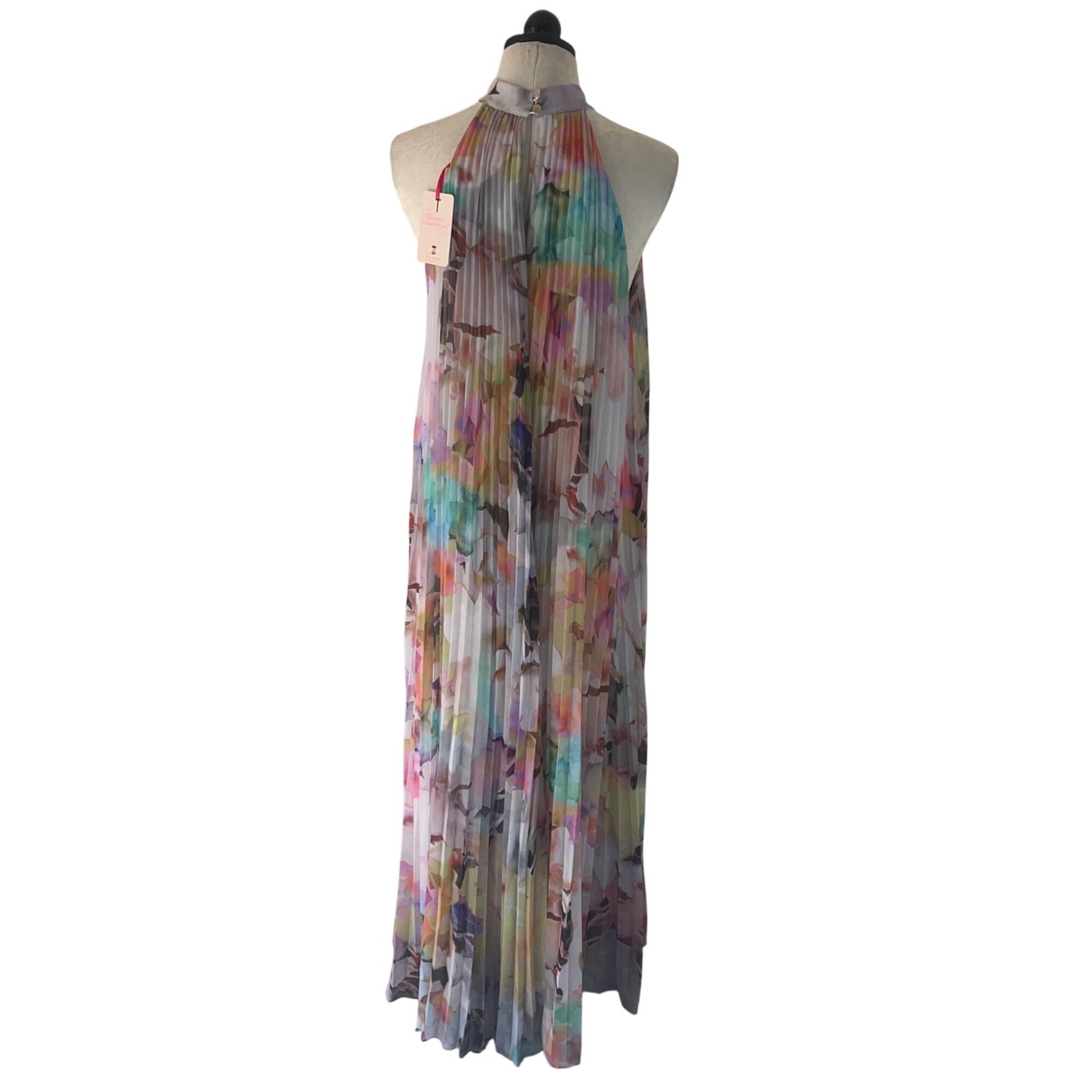 Ted Baker Dress Floral Pleated Womens Size 5 Maxi Multicolor Daydream New Design