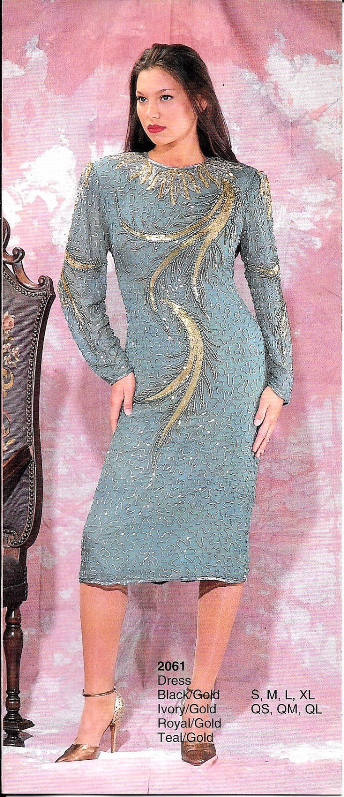 JASDEE Vintage Dress Length 45″ Inch Hand Work Beaded On Silk Style 2061