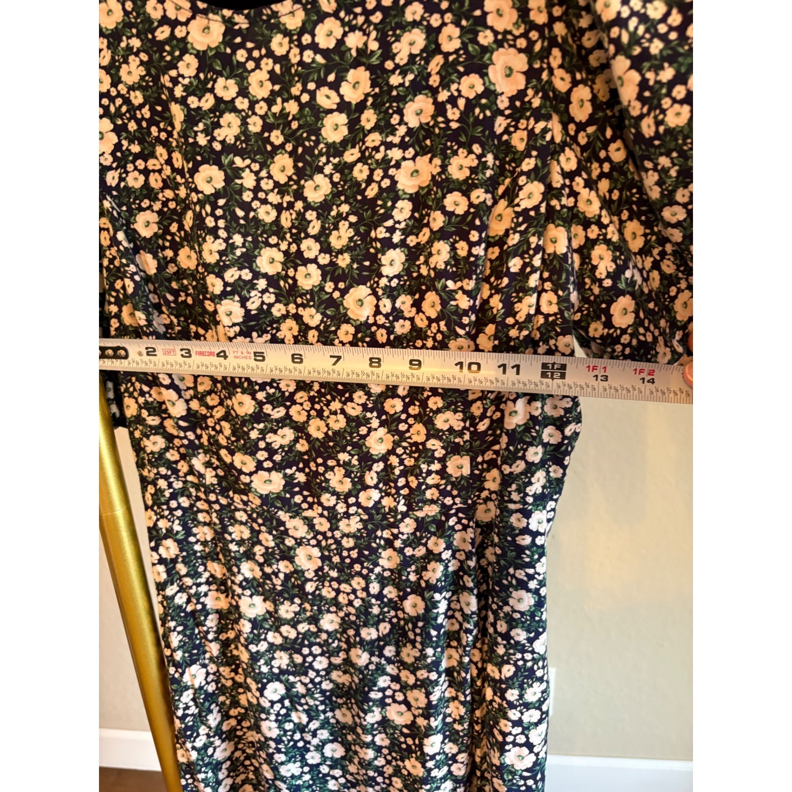 Old Navy Midi Dress Floral Puff Sleeve Open Back Smocked L Cottagecore Garden