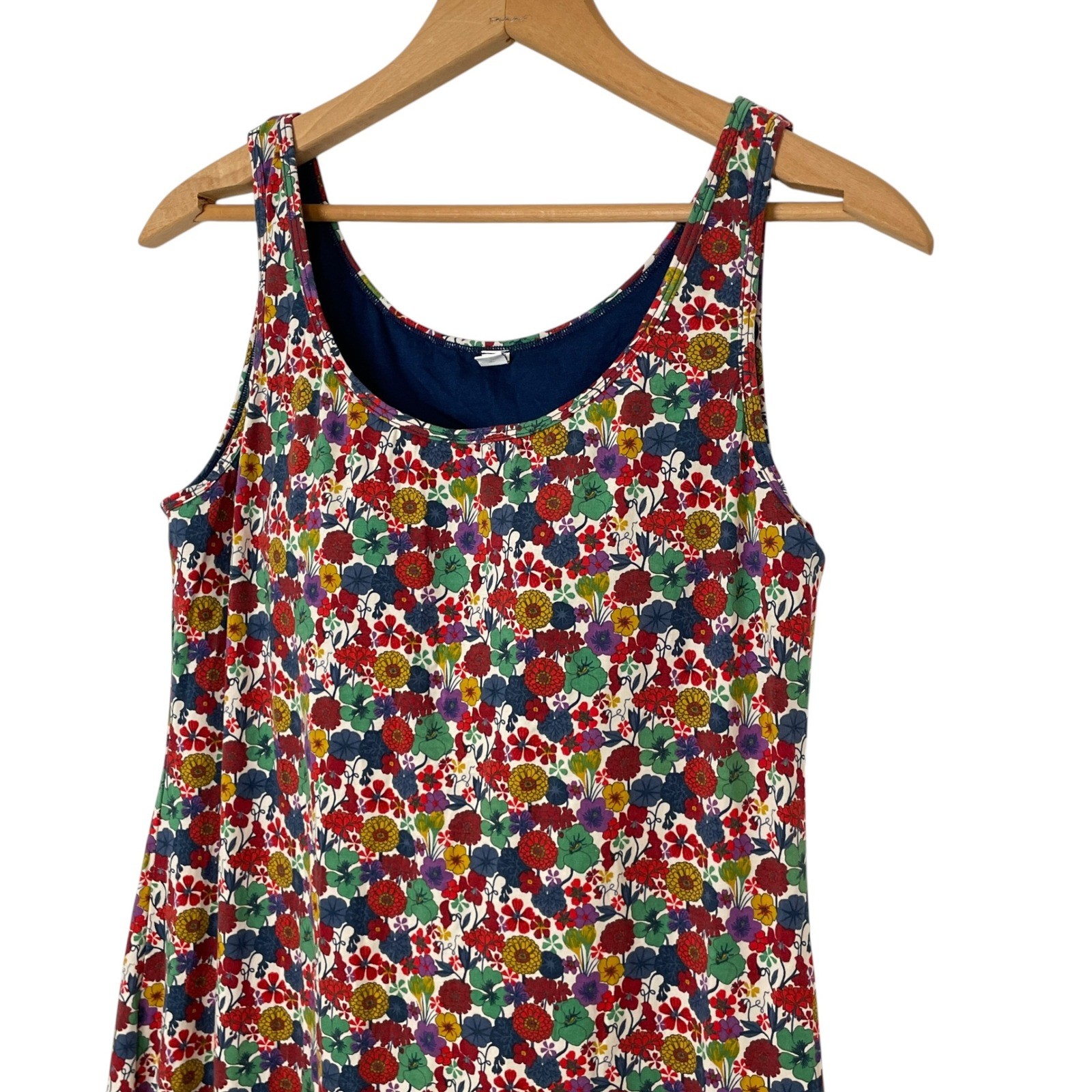 Uniqlo Womens Vibrant Floral Sleeveless Built in Bra Maxi Dress L Cottage Casual