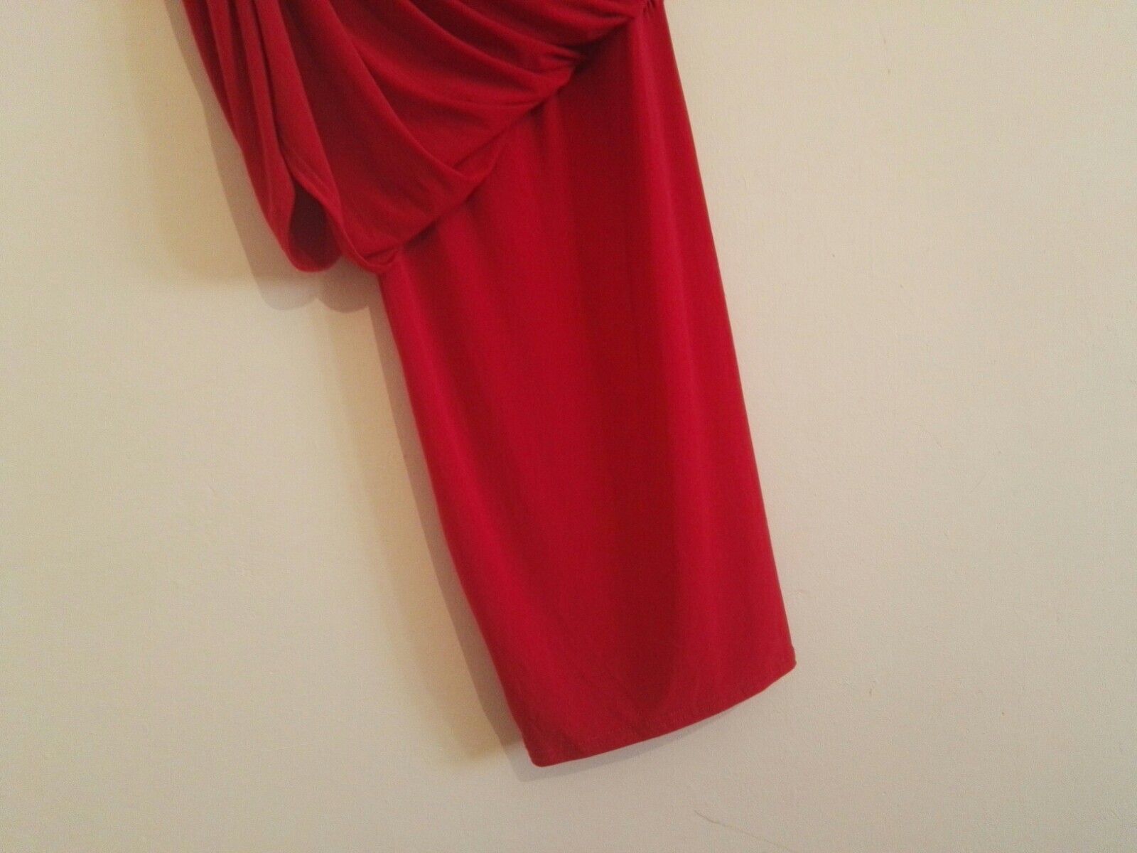 Boohoo Red Carrie one shoulder ruched ruffle Bodycon mini Dress in Size 8