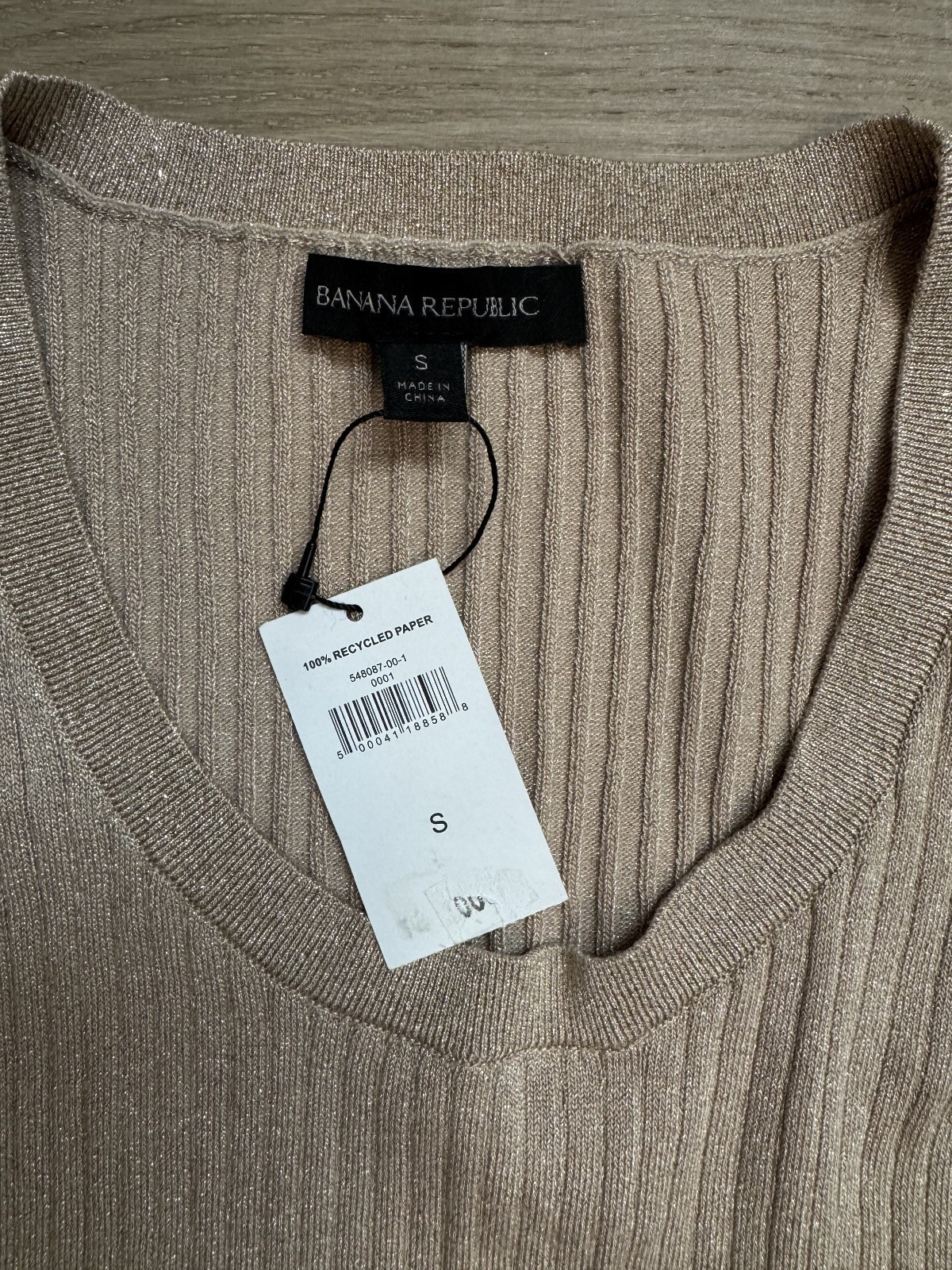 NWT Banana Republic Sweater Dress Gold Metallic Shimmer Ribbed Sleeveless SMALL