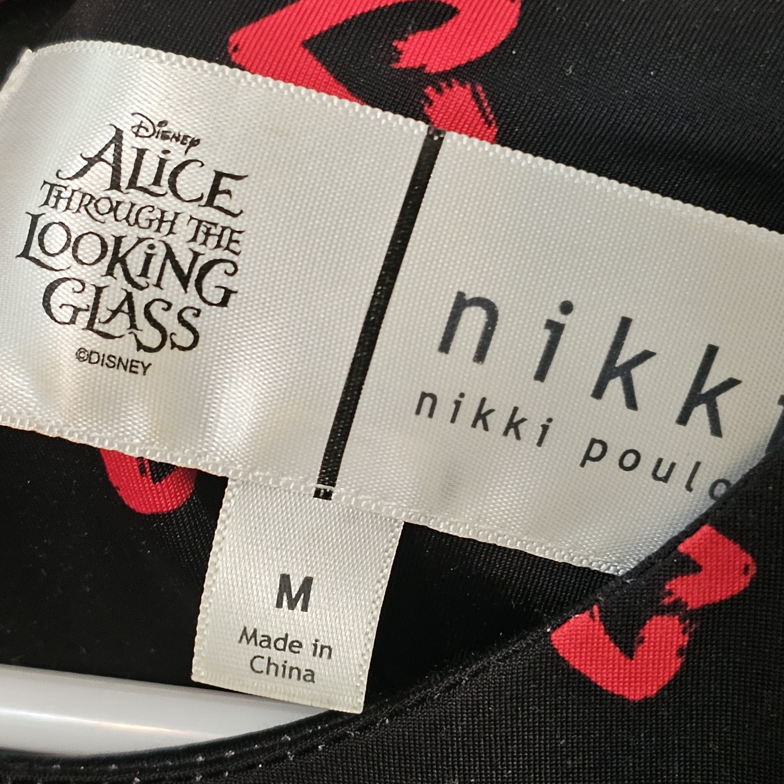 Disney Alice Through The Looking Glass Dress Hearts Sz Med Nikki Poulos Black