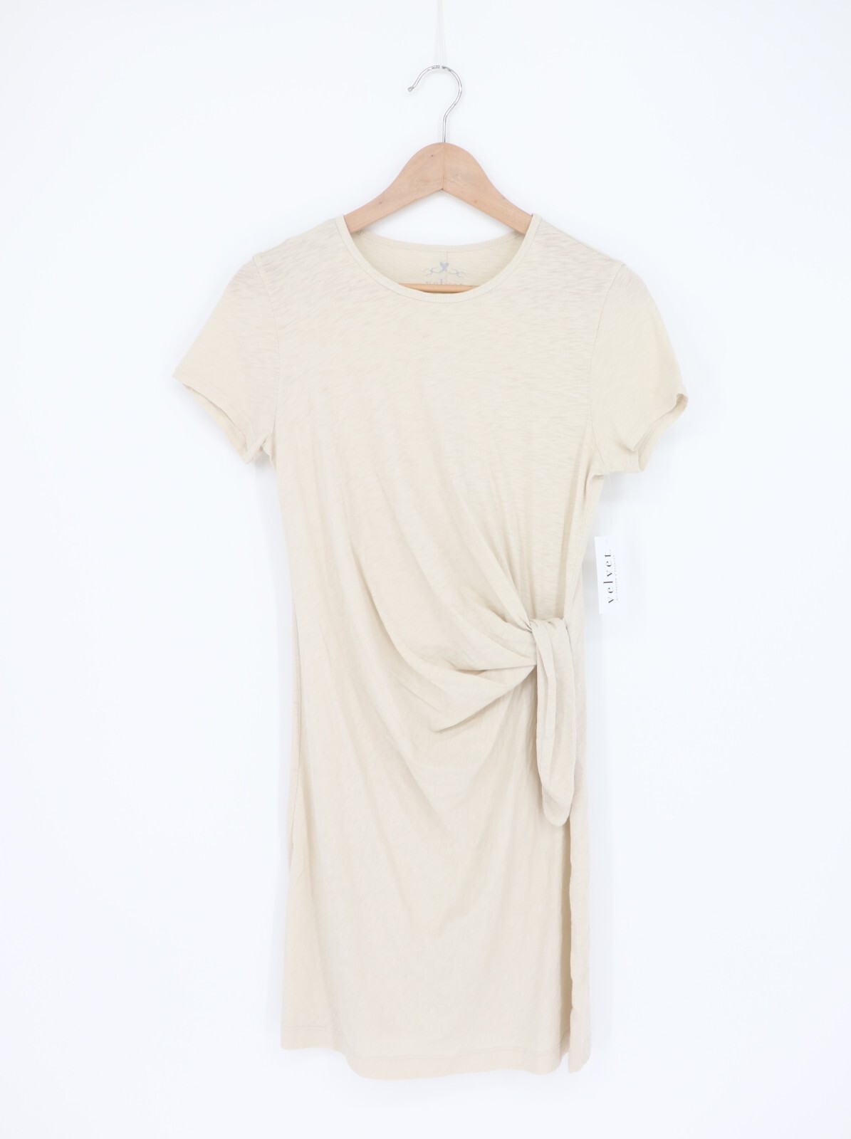 VELVET By Graham & Spencer Alma Cotton Slub Dress Sand S $205 H7
