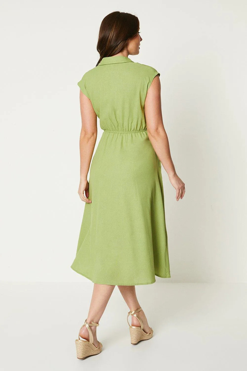Wallis Chartreuse Midi Dress Womens Workwear Dresses