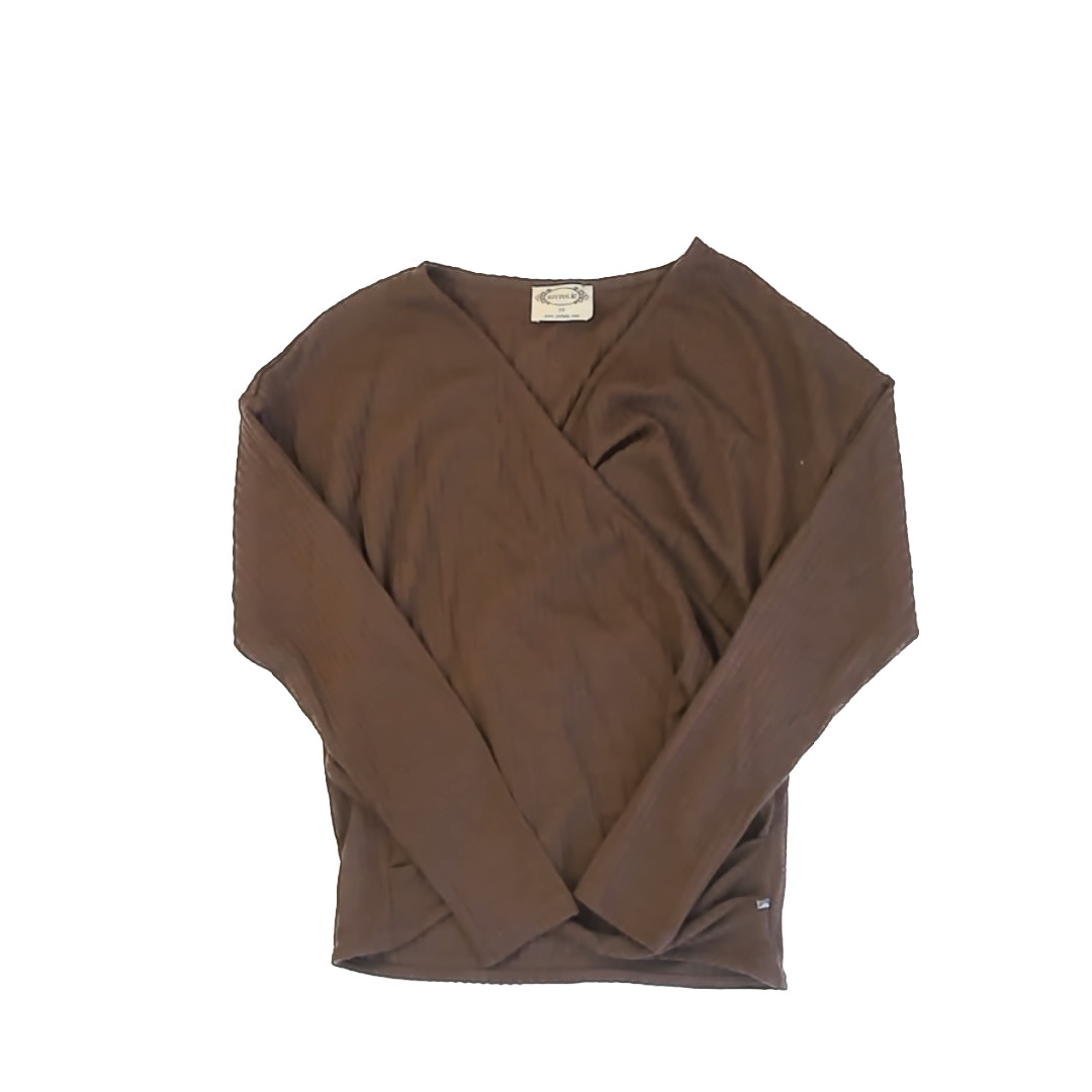 Joyfolie Brown Shirt Women’s XS Stylish Casual Top Lightweight Fabric