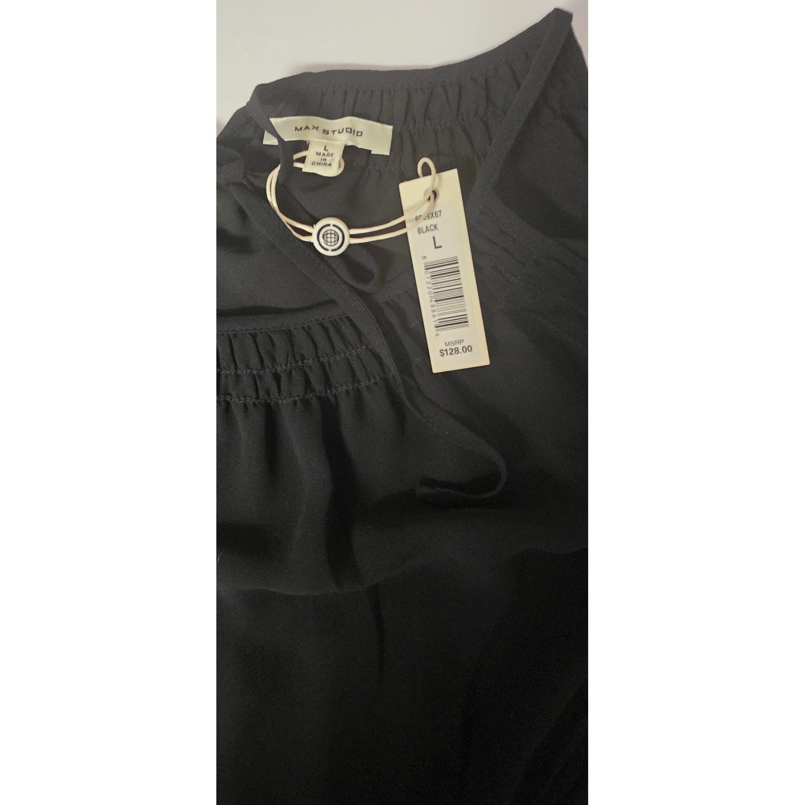 Max Studio Women Black Cold Shoulder Shift Dress Long Sleeve Keyhole Back NWT L
