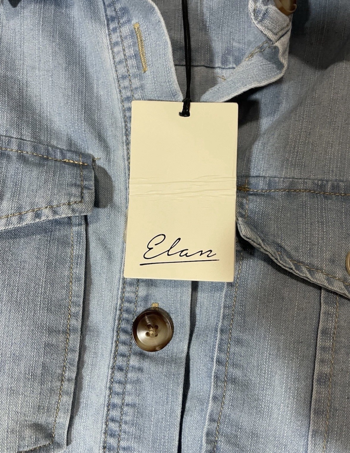 Elan Sunflower Patch Denim Shirt Dress Belted Tiered Collared Puff Sleeve Blue M