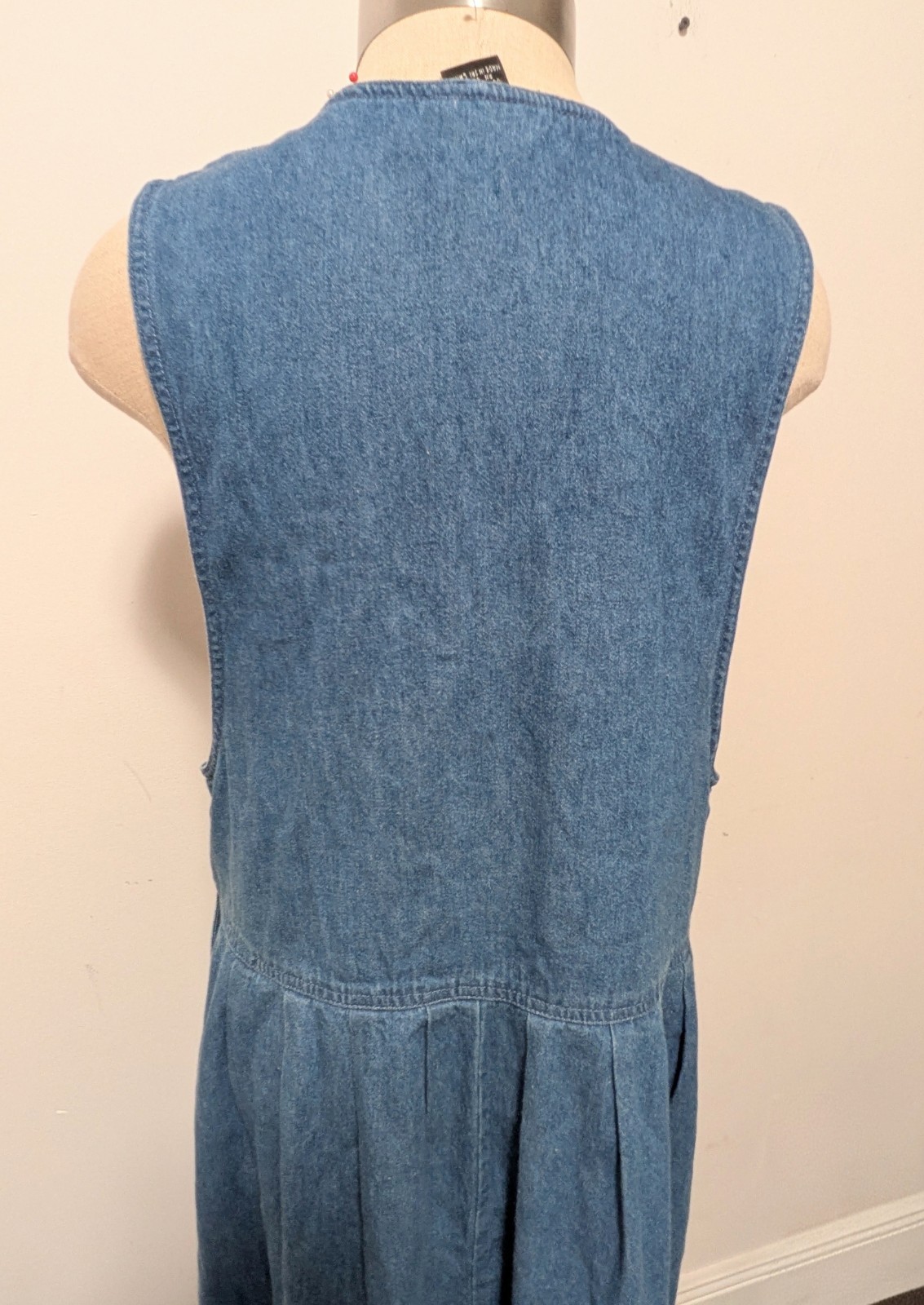Mizz Lizz Denim Overall Dress M Button Side Cottagecore Hand Painted Christmas