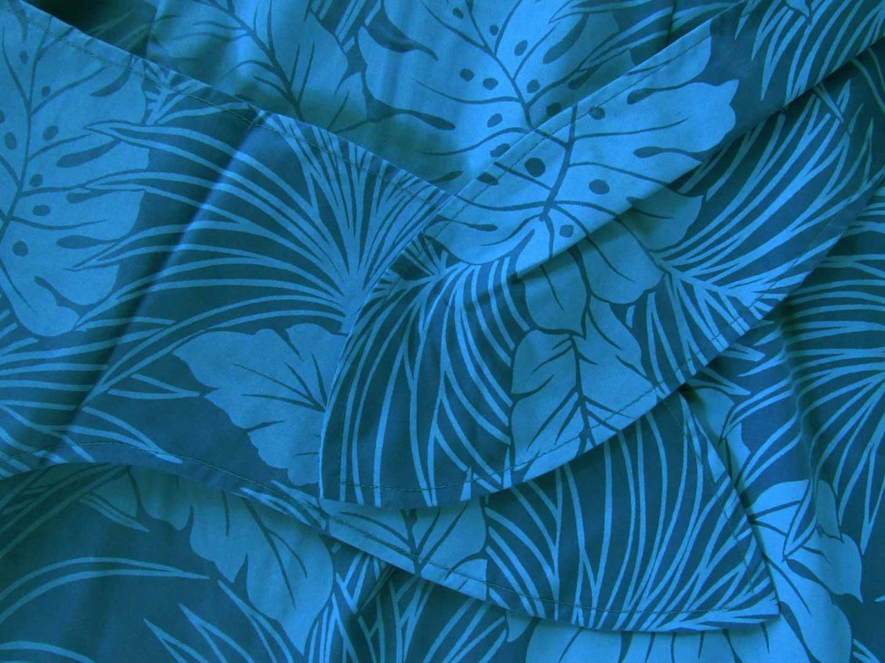 NEW Slimming Blue Monstera Leaf Wrap Dress w/ Cap Sleeves, Poly-Cotton Blend